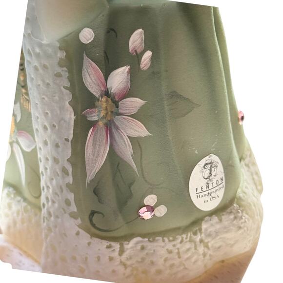 Fenton Glass Santa Figurine Limited Edition Signed Bejewled Green Holiday Decor - Picture 6 of 13